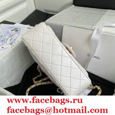 Chanel Small Classic Flap Bag with Top Handle AS2431 White 2021