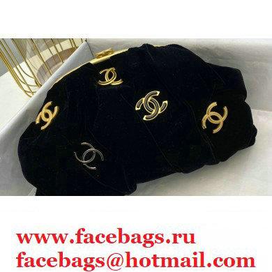 Chanel Velvet Clutch Bag with Chain AS2137 Black/Gold Charms 2020