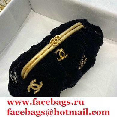 Chanel Velvet Clutch Bag with Chain AS2137 Black/Gold Charms 2020