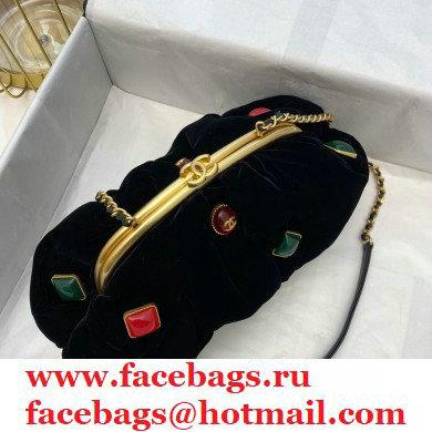 Chanel Velvet Clutch Bag with Chain AS2137 Black/Red Charms 2020 - Click Image to Close