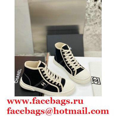 Chanel Vintage Canvas High-top Sneakers Black 2021 - Click Image to Close