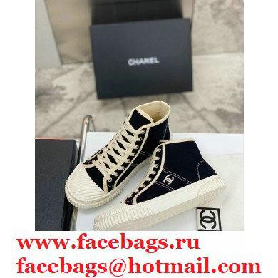 Chanel Vintage Canvas High-top Sneakers Black 2021 - Click Image to Close