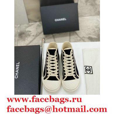 Chanel Vintage Canvas High-top Sneakers Black 2021