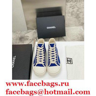 Chanel Vintage Canvas High-top Sneakers Blue 2021 - Click Image to Close