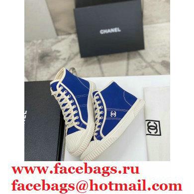 Chanel Vintage Canvas High-top Sneakers Blue 2021