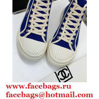 Chanel Vintage Canvas High-top Sneakers Blue 2021