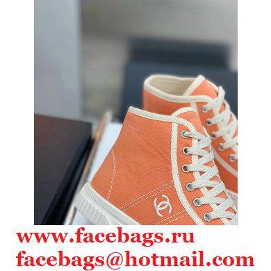Chanel Vintage Canvas High-top Sneakers Orange 2021 - Click Image to Close
