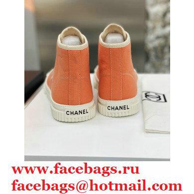 Chanel Vintage Canvas High-top Sneakers Orange 2021