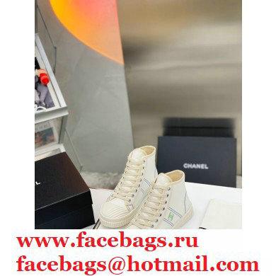 Chanel Vintage Canvas High-top Sneakers White 2021