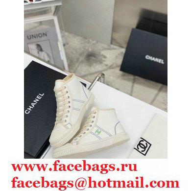 Chanel Vintage Canvas High-top Sneakers White 2021 - Click Image to Close