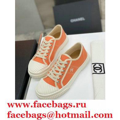 Chanel Vintage Canvas Low-top Sneakers Orange 2021 - Click Image to Close