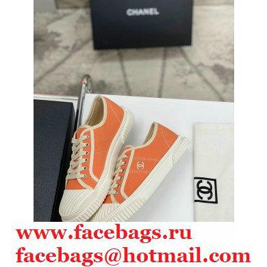 Chanel Vintage Canvas Low-top Sneakers Orange 2021