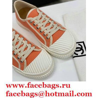 Chanel Vintage Canvas Low-top Sneakers Orange 2021 - Click Image to Close