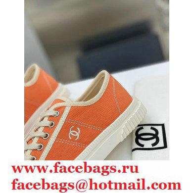 Chanel Vintage Canvas Low-top Sneakers Orange 2021