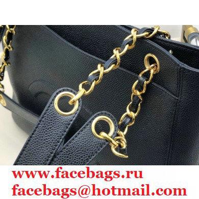 Chanel Vintage Caviar Leather Shoulder Bag with Front Pocket AS6706 Black 2021