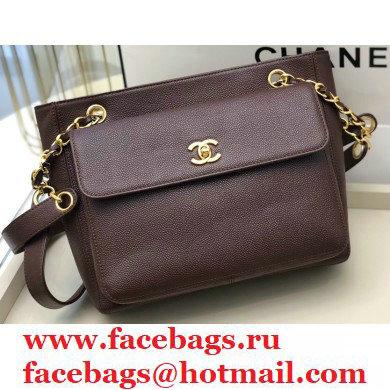 Chanel Vintage Caviar Leather Shoulder Bag with Front Pocket AS6706 Burgundy 2021