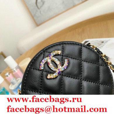 Chanel Zirconium Crystal CC Logo Round Clutch with Chain Bag AP1944 Black 2021