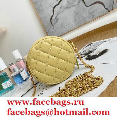 Chanel Zirconium Crystal CC Logo Round Clutch with Chain Bag AP1944 Yellow 2021