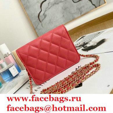 Chanel Zirconium Crystal CC Logo Small Clutch with Chain Bag AP1942 Coral Pink 2021