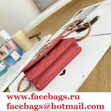Chanel Zirconium Crystal CC Logo Small Clutch with Chain Bag AP1942 Coral Pink 2021 - Click Image to Close