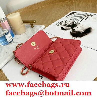 Chanel Zirconium Crystal CC Logo Small Clutch with Chain Bag AP1942 Coral Pink 2021 - Click Image to Close