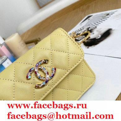 Chanel Zirconium Crystal CC Logo Small Clutch with Chain Bag AP1942 Yellow 2021