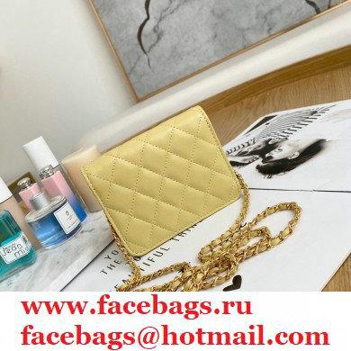 Chanel Zirconium Crystal CC Logo Small Clutch with Chain Bag AP1942 Yellow 2021 - Click Image to Close