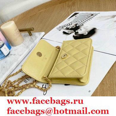Chanel Zirconium Crystal CC Logo Small Clutch with Chain Bag AP1942 Yellow 2021 - Click Image to Close