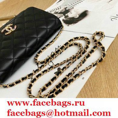 Chanel Zirconium Crystal CC Logo Wallet on Chain WOC Bag AP1943 Black 2021