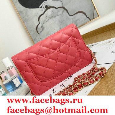 Chanel Zirconium Crystal CC Logo Wallet on Chain WOC Bag AP1943 Coral Pink 2021 - Click Image to Close