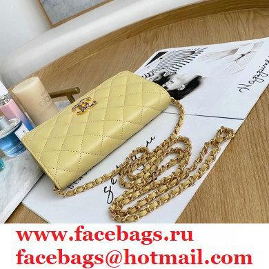 Chanel Zirconium Crystal CC Logo Wallet on Chain WOC Bag AP1943 Yellow 2021 - Click Image to Close