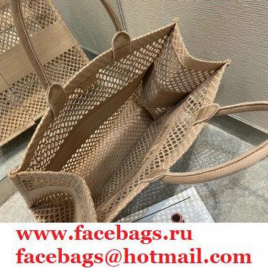 Dior Book Tote Bag in Nude Pink Mesh Embroidery 2021