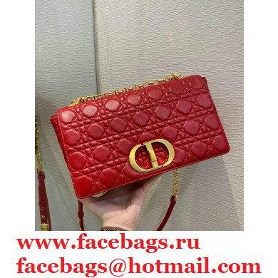 Dior Large Caro Bag in Soft Cannage Calfskin Red 2021
