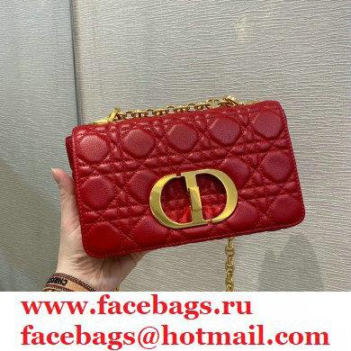 Dior Small Caro Bag in Soft Cannage Calfskin Red 2021