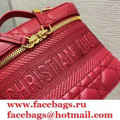 Dior Small Diortravel Vanity Case Bag in Cannage Lambskin Red 2021