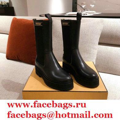 Fendi Black Leather Biker Ankle Boots 02 2021