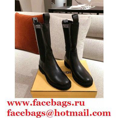 Fendi Black Leather Biker Ankle Boots 03 2021