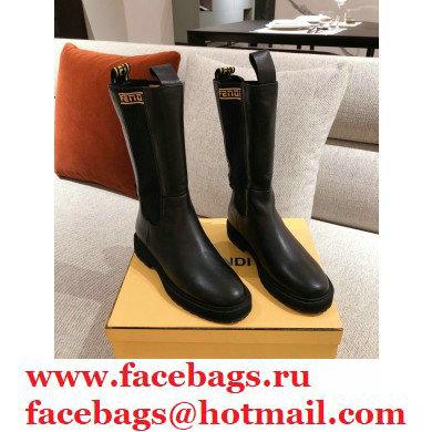 Fendi Black Leather Biker Ankle Boots 04 2021