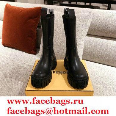 Fendi Black Leather Biker Ankle Boots 05 2021