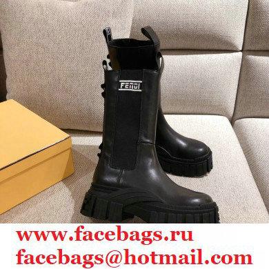 Fendi Black Leather Biker Ankle Boots 05 2021