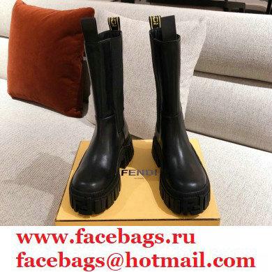Fendi Black Leather Biker Ankle Boots 06 2021