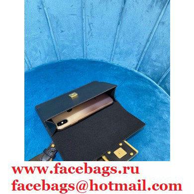Fendi Flat Baguette Mini Bag Black with Detachable Shoulder Strap 2021