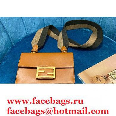 Fendi Flat Baguette Mini Bag Brown with Detachable Shoulder Strap 2021