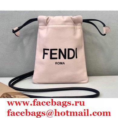 Fendi Leather Phone Pouch Bag with Detachable Necklace Pale Pink 2021