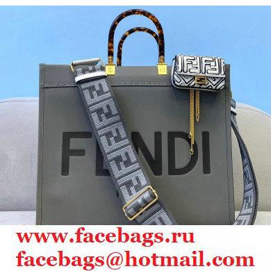 Fendi Leather Sunshine Large Shopper Tote Bag Gray 2021
