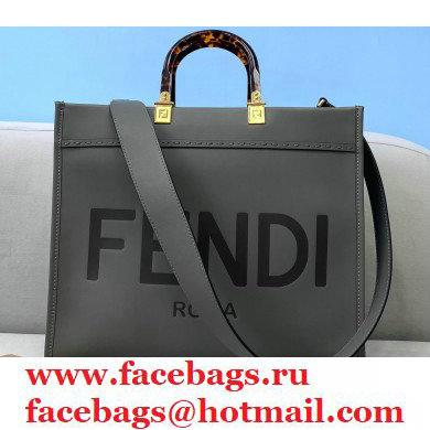 Fendi Leather Sunshine Medium Shopper Tote Bag Gray 2021