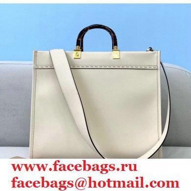 Fendi Leather Sunshine Medium Shopper Tote Bag White 2021