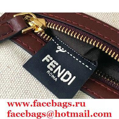 Fendi Medium Baguette Bag FF Embroidered Canvas Burgundy 2021
