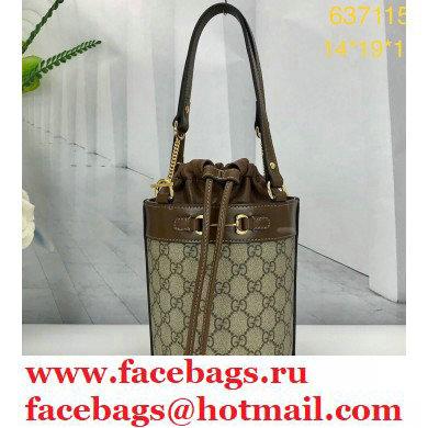 Gucci Horsebit 1955 Small Bucket Bag 637115 GG Supreme Canvas 2021 - Click Image to Close