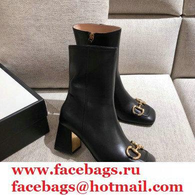 Gucci Leather Ankle Boot with Horsebit 643893 Black 2021